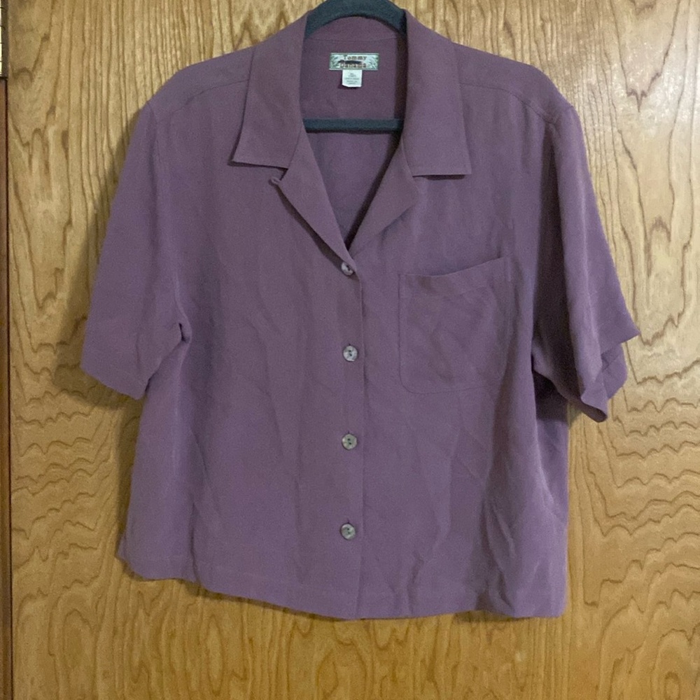 Tommy Bahama Lavender Button-Down Short Sleeve Shirt